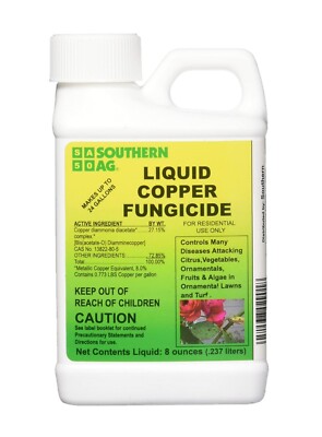 Southern Ag Liquid Copper Fungicide  8oz Controls Moss Algae Leaf Spot Blight