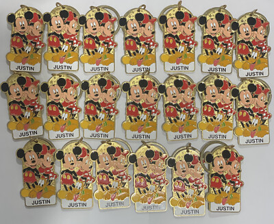 LOT OF 20 Disneyland Personalized Keychain Mickey Minnie Pluto for ''JUSTIN''