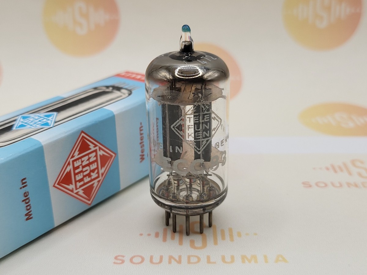 1x Telefunken ECC83 12AX7 Blue Tip 17mm Long Ribbed Plates ◇ Base