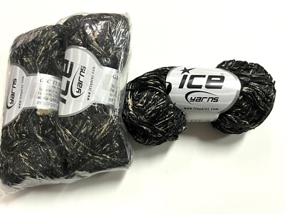 426 Yards ICE Ink Tilt Cotton Yarn Black Speckled Tan 100% Mako Cotton Lot Of 3