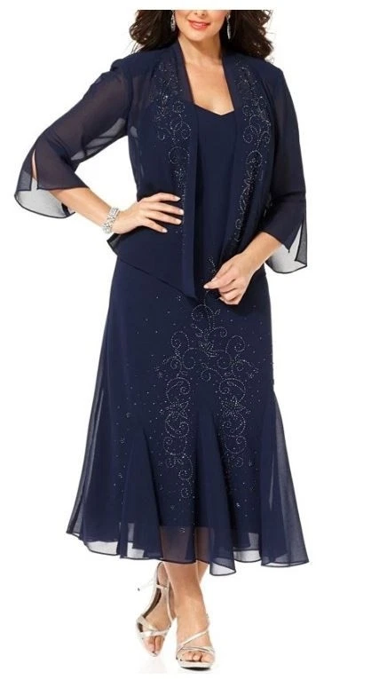 R&M Richards Women's Plus Size Beaded Jacket Dress - Mother of The Bride  Dresses