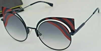 FENDI HYPNOSHINE FF0215S Dark Matte Blue Red Wave Metal Sunglasses Cat Eye 0215 FENDI HYPNOSHINE FF0215S Dark Matte Blue Red Wave Metal  main image 4