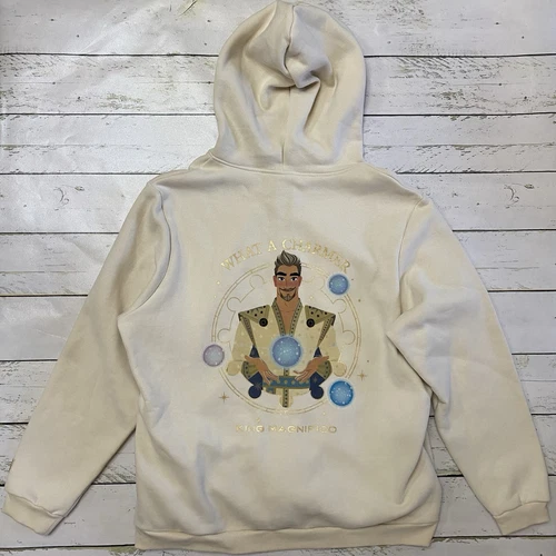 OFF WHITE Disney Wish Felpa con Cappuccio Giacca Donna XXL Morbida Manica Lunga Full Zip King Magnifico