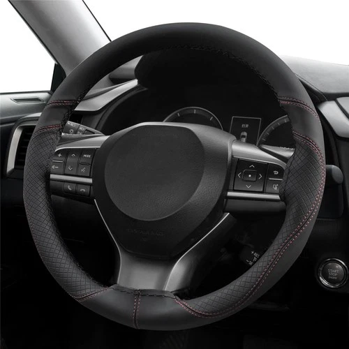 Microfiber Leather Steering Wheel Cover Universal M 37-38cm Anti-Slip Breathable