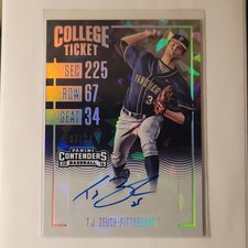 Panini 2016 Contenders College Ticket Autographed /24 T.J. Zeuch Pitt Panthers
