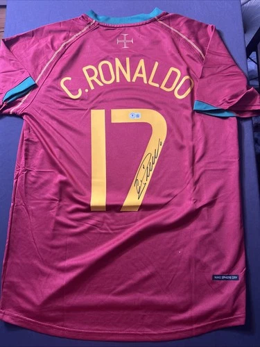 Cristiano Ronaldo Signed Autograph FPF NIKE SOCCER Jersey Beckett BAS COA J13