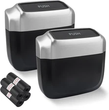 2PCS Car Trash Can with Lid + 60PCS Garbage Bag,Mini Trash Can Car Interior Acce