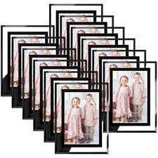4x6 Black Clear Picture Frame Bulk 12 Pack, Modern Glass Desk Frame Set for O...
