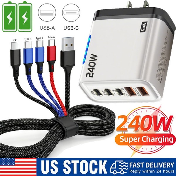 240W Supe Fast Charging USB Type C Wall Charger For Samsung iPhone Android Phone