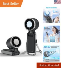 Portable Handheld Turbo Fan with Ice Cooling, Rechargeable Personal Fan, Up t...