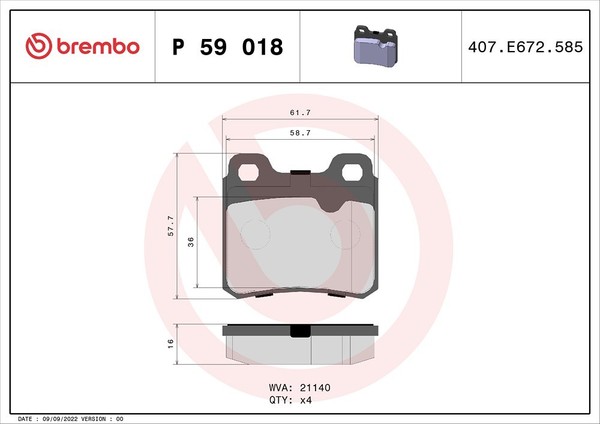 Brembo Bremsbelagsatz, Scheibenbremse Hinterachse U.A. FüR Opel, Saab-image