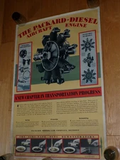 Packard-Diesel Aircraft Engine Poster Motor Car Co. Aviation ORIGINAL VINTAGE