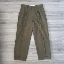 Vintage Polo Ralph Lauren Herringbone Pleated Twill Pants Trousers 34x30 Brown