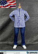 1/6 Blue Plaid Shirt Blue Jeans Set For 12" Hot Toys PHICEN Male Figure ❶USA❶