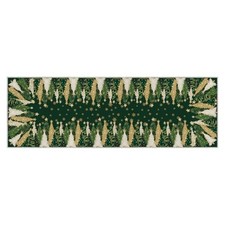 Green Xmas Tree Snowflake Christmas Runner Rug, Winter Home Decor Low-Profile