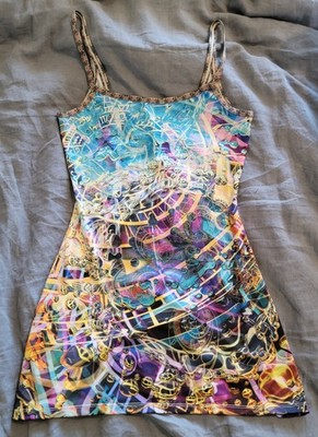 Vision Lab Johnathan Singer ''Time Melts Away'' Fitted Psychedelic Mini Dress S