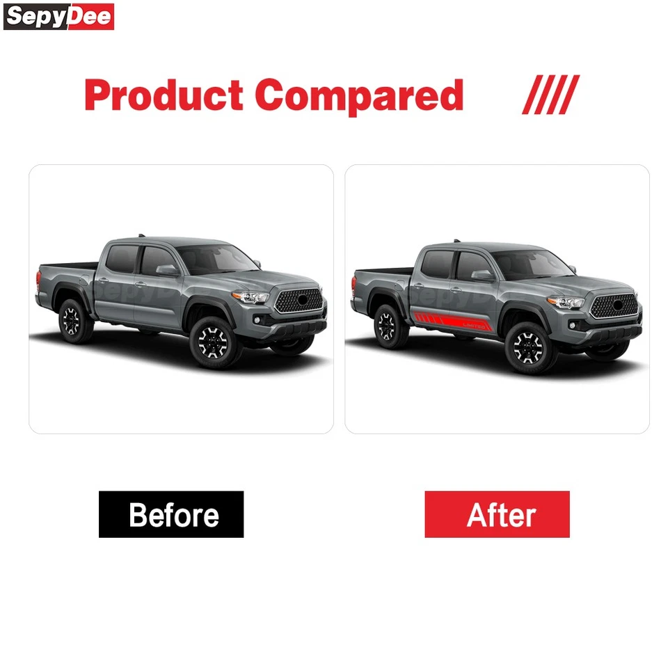 Calcomanía de rayas laterales de puerta de coche para Toyota Tacoma 2016-2023 edición limitada Foto 3 de 4