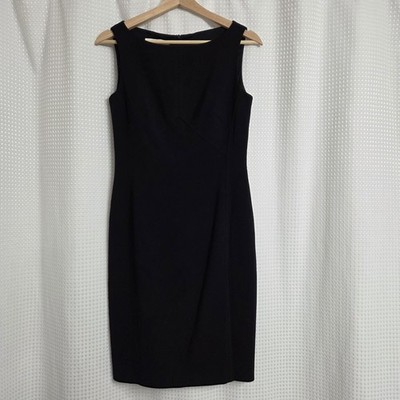 ESCADA Sheath Dress Size 34 Virgin Wool Black Designer Classic