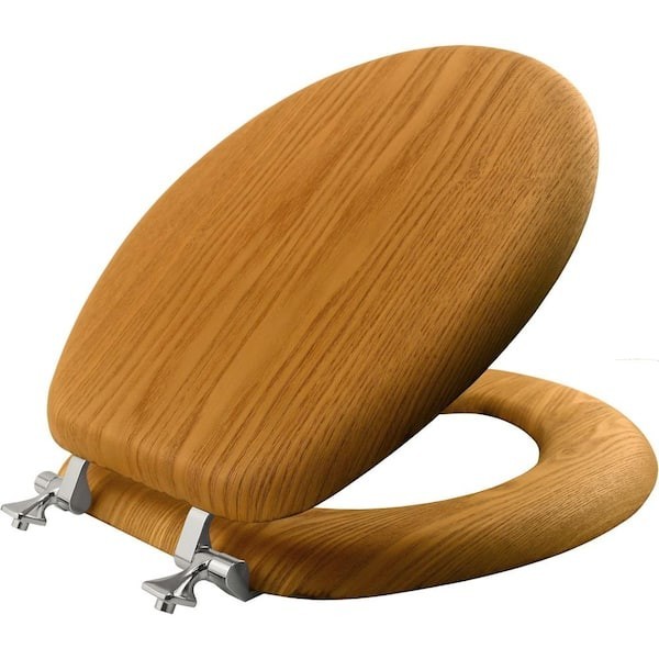 With Chrome Hinge - Round Closed Front Wood