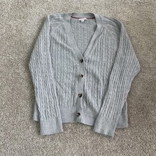 Tommy Hilfiger Sweater Womens Large Gray Cable Knit V Neck Cardigan Button Front
