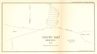 Sodus Bay, Wayne County, New York. US Topographical Bureau 1854 alte Karte