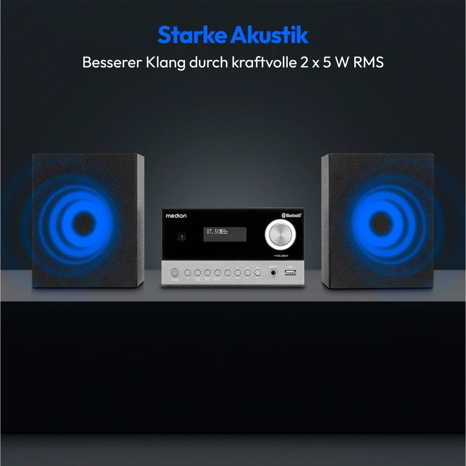 MEDION LIFE E64088 Micro Audio System DAB CD Bluetooth USB Kompaktanlage - Bild 3 von 4