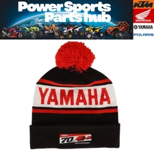 NEW GENUINE YAMAHA 70TH ANNIVERSARY POM BEANIE BLACK/RED - ADULT CRP-25BAN-BK-NS