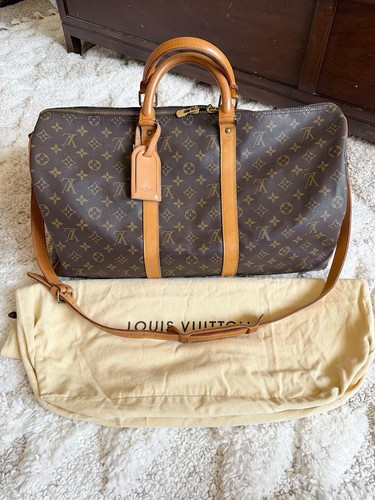 Louis vuitton monogram keepall 50 Bandoulière duffle travel bag men women