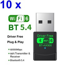 LOT 10 x 2in1 AX900Mbps Mini USB WiFi6 Wireless Adapters  Bluetooth 5.4 2.4G 5G