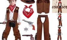 Halloween Cowboy Hat Costume for Boys, Kids Brown 3T 3-4 YRS All Brown