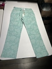 New Sundance Pants Women  s P2 2 Petite Bastille Easy Green Floral Cotton 28x28.5