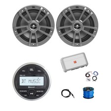 JBL PRV175 Marine Bluetooth Radio, 2x 6.5" Speakers, Wire, Antenna, Amp w/Kit