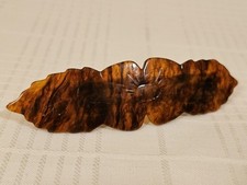 Vintage Large Oval Shape Tortoise Shell Barrette Brown Hair Clip Made in France