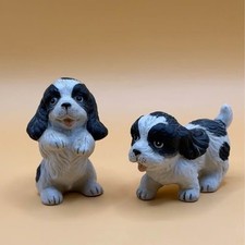 Vintage Homco Black and White Cocker Spaniel Puppy Figurines