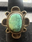Vintage Signed Native American Navajo Sterling Silver Turquoise Ring Sz 9