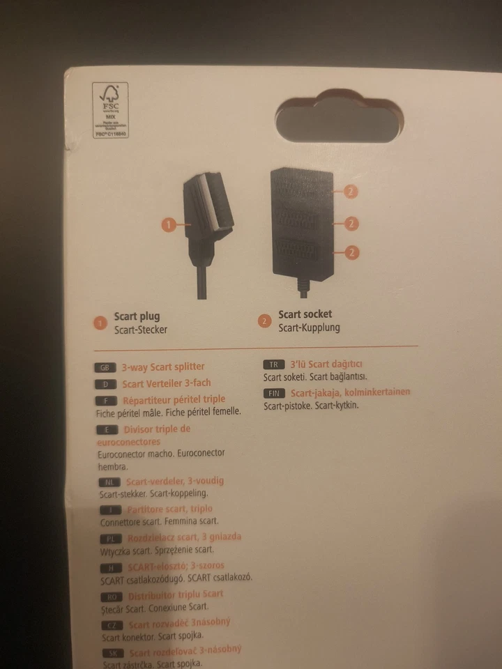 Hama Scart-Verteiler 3-Fach Umschalter Box Scart-Kabel Adapter 1>3 TV AV Stecker - Bild 2 von 2