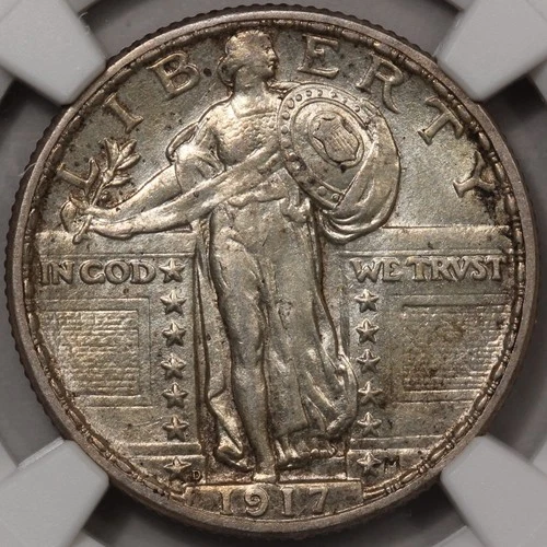 1917-D Type 2 Standing Liberty Quarter NGC AU-58