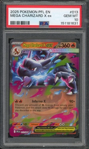 Pokemon PSA 10 Phantasmal Flames Double Rare Mega Charizard X EX 013/094