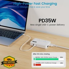 BESTEK 220v to 110v Converter 300W USB C 35W Travel Adapter White