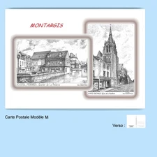 CP M 45010-154 POSTCARD 2 DRAWINGS 45 MONTARGIS