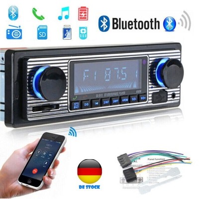 Retro Autoradio Bluetooth Freisprecheinrichtung USB FM AUX MP3 1 DIN Oldtimer