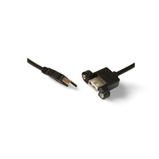 6ft USB 2.0 A Panel Mount Single Port Bulkhead Cable Male to Female - Black