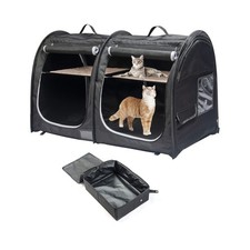 Mispace Portable Twin Compartment Show House Cat Cage Condo,Comfy Puppy Home ...