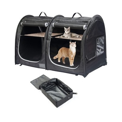 Mispace Portable Twin Compartment Show House Cat Cage Condo,Comfy Puppy Home ...