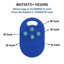 2pcs 5 in 1 Writable Rewrite RFID 125KHz EM/HI 13.56MHz IC Fob For Copier Writer