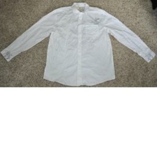 Route 66 Shirt L Mens White Embroidered Rose Long Sleeve Button Up Chest Pocket