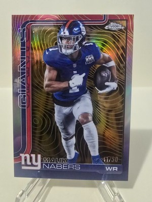 2025 Topps Chrome MALIK NABERS *GOLD REFRACTOR* #d /50 NY Giants #225