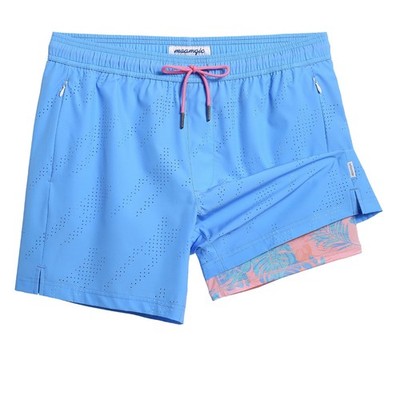 Mens Swim Trunks with Compression Liner 5 Inch Inseam Quick Dry Board Shorts ...