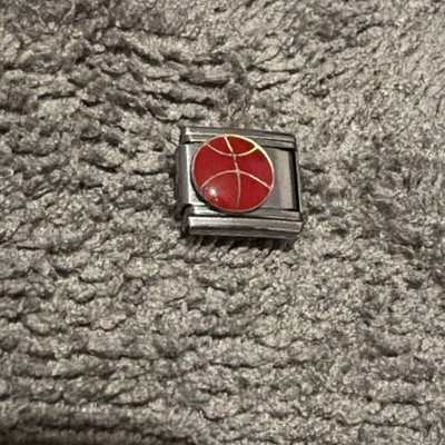 Neu Rot Emaille Basketball Silber Charm passt allen 9mm Klassisch Italienisch Armband