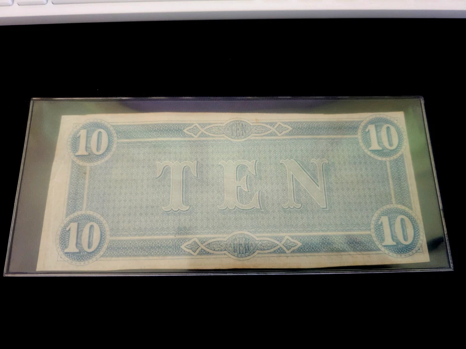 1864 $10 Confederate Currency Civil War S/N 21300 - Image 4 of 4